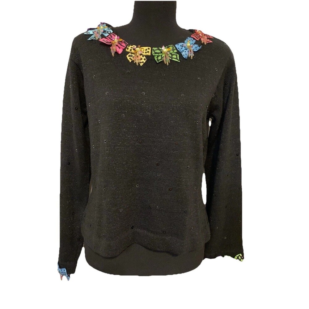 Design Options Philip Jane Gordon Sweater Size Small S Embellished Bows Vintage